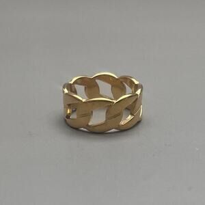 Y2K Vintage Gold Cuban Ring – Size 8, Unisex, Brand New
